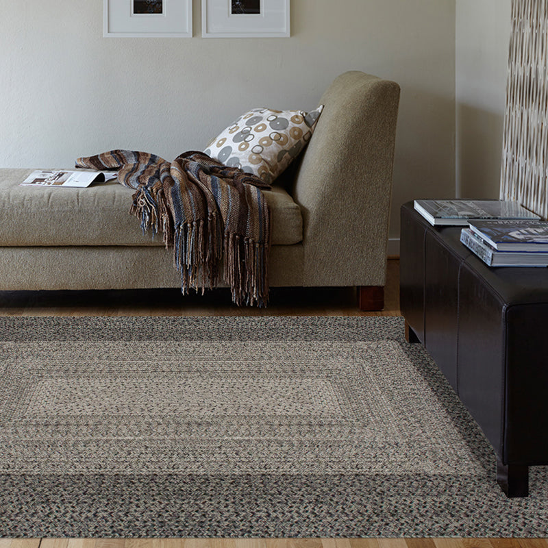 Country Geometric Pattern Area Rug Gray and Black Polypropylene Rug Non-Slip Backing Washable Pet-Friendly Carpet for Home