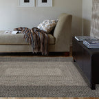 Country Geometric Pattern Area Rug Gray and Black Polypropylene Rug Non-Slip Backing Washable Pet-Friendly Carpet for Home
