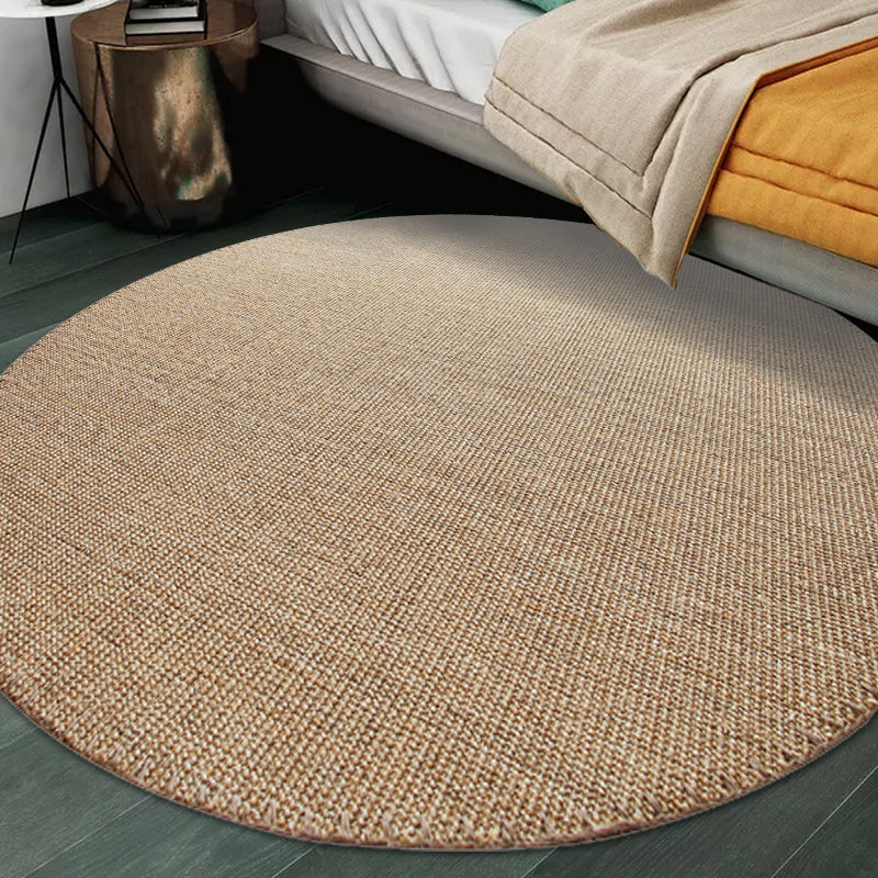 Brown Carpet for Living Room Rustic Solid Color Carpet Sisal Non-Slip Back Washable Pet-Friendly Area Rug