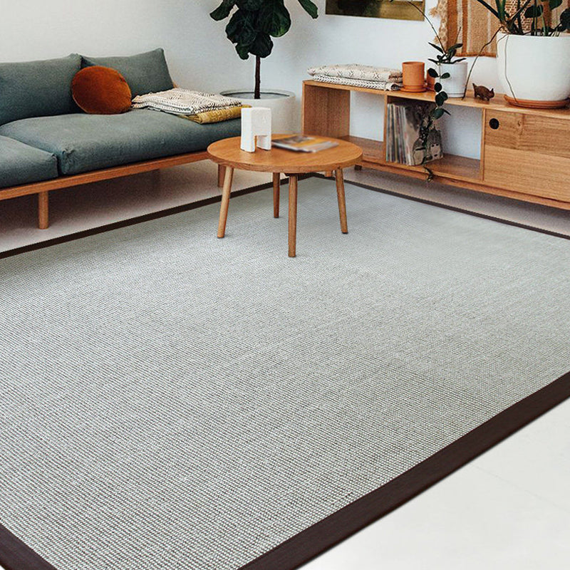 Rural Solid Color Carpet Gray Jute Carpet Washable Pet Friendly Non-Slip Back Area Rug for Living Room