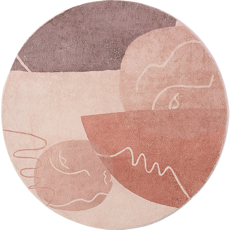 Modernist Abstract Carpet Pink Polyester Carpet Non-Slip Pet Friendly Washable Area Rug for Living Room