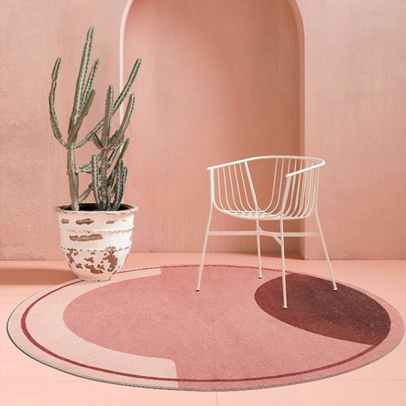 Creative Abstract Carpet Red and Pink Modernism Carpet Polyester Pet Friendly Washable Non-Slip Area Rug for Bedroom