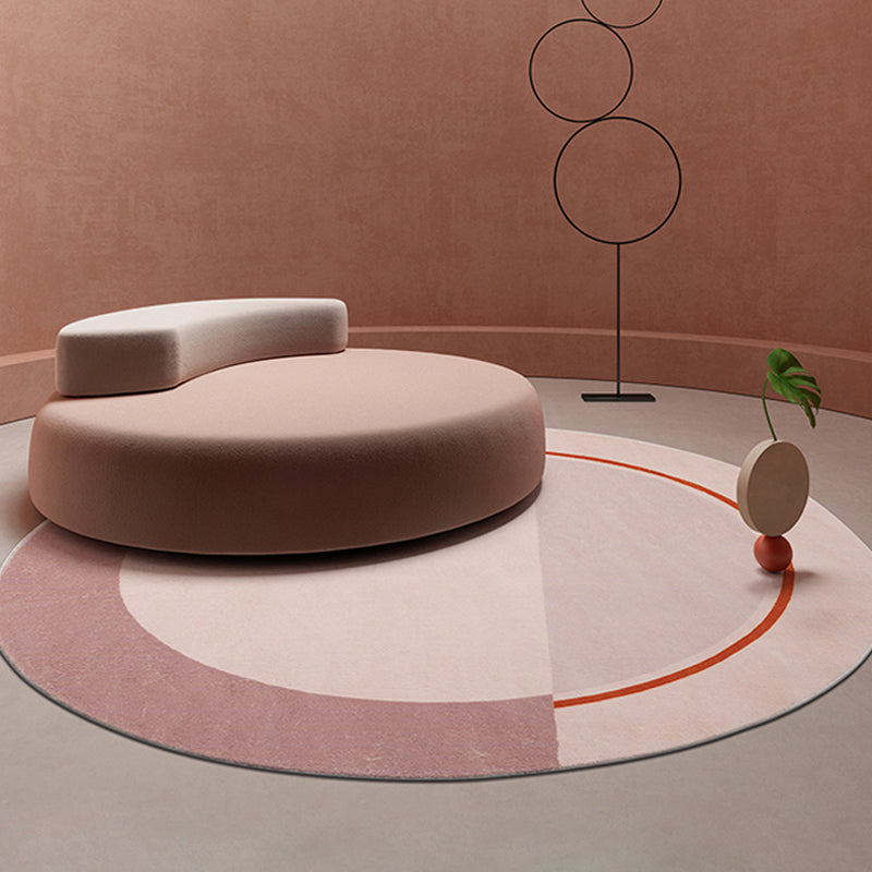 Creative Abstract Carpet Red and Pink Modernism Carpet Polyester Pet Friendly Washable Non-Slip Area Rug for Bedroom