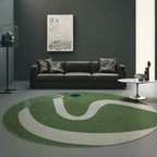 Green and White Abstract Carpet Polyester Modern Carpet Pet Friendly Washable Non Slip Runner for Living Room