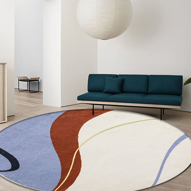 Green and White Abstract Carpet Polyester Modern Carpet Pet Friendly Washable Non Slip Runner for Living Room