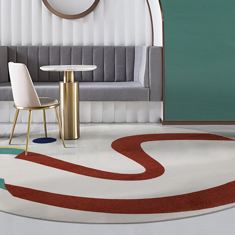 Green and White Abstract Carpet Polyester Modern Carpet Pet Friendly Washable Non Slip Runner for Living Room