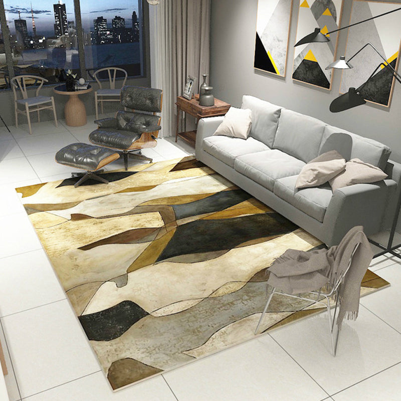 Modernist Abstract Rug Multicolor Polyester Rug Non-Slip Pet Friendly Washable Rug for Living Room