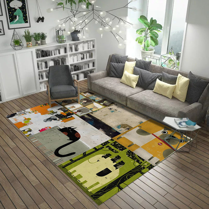 Multicolor Abstract Carpet Polyester Industrial Carpet Pet Friendly Washable Non-Slip Rug for Living Room