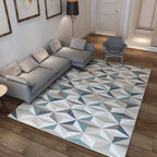 Multicolored geometric patterned rug Polyester rug Pet-friendly Washable Non-slip rug for the living room