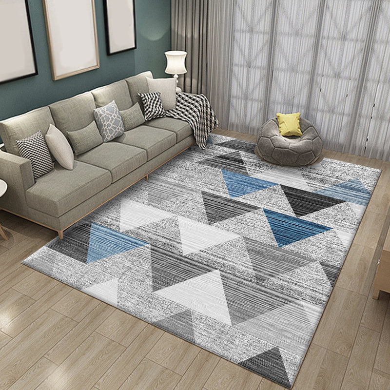 Multicolored geometric patterned rug Polyester rug Pet-friendly Washable Non-slip rug for the living room