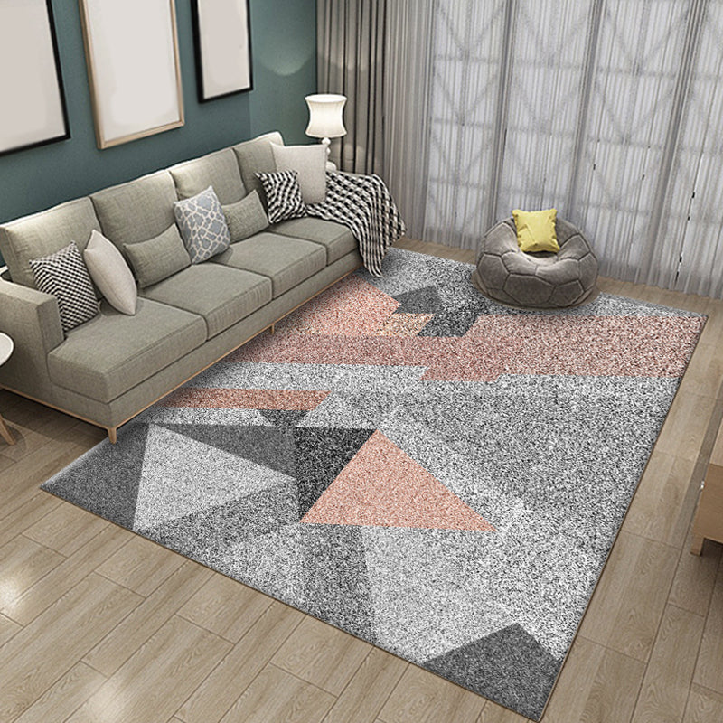 Multicolored geometric patterned rug Polyester rug Pet-friendly Washable Non-slip rug for the living room