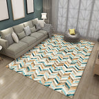 Multicolored geometric patterned rug Polyester rug Pet-friendly Washable Non-slip rug for the living room