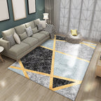 Multicolored geometric patterned rug Polyester rug Pet-friendly Washable Non-slip rug for the living room