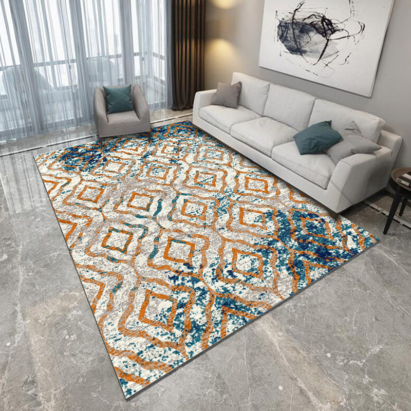 Funky geometric pattern rug Multicolor Modernism rug Polyester Pet-friendly Washable Non-slip rug for the bedroom