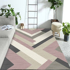 Multicolored geometric patterned rug Polyester rug Pet-friendly Washable Non-slip rug for the living room