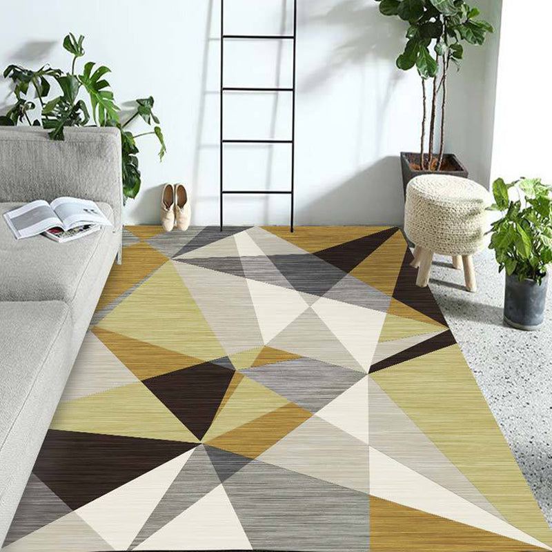Multicolored geometric patterned rug Polyester rug Pet-friendly Washable Non-slip rug for the living room