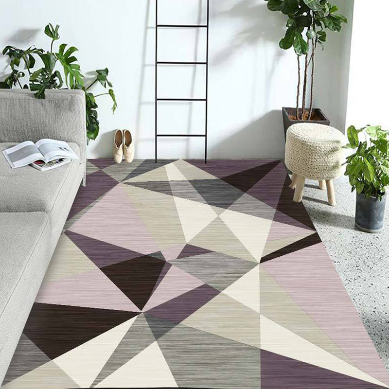 Multicolored geometric patterned rug Polyester rug Pet-friendly Washable Non-slip rug for the living room