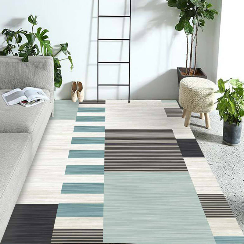 Multicolored geometric patterned rug Polyester rug Pet-friendly Washable Non-slip rug for the living room