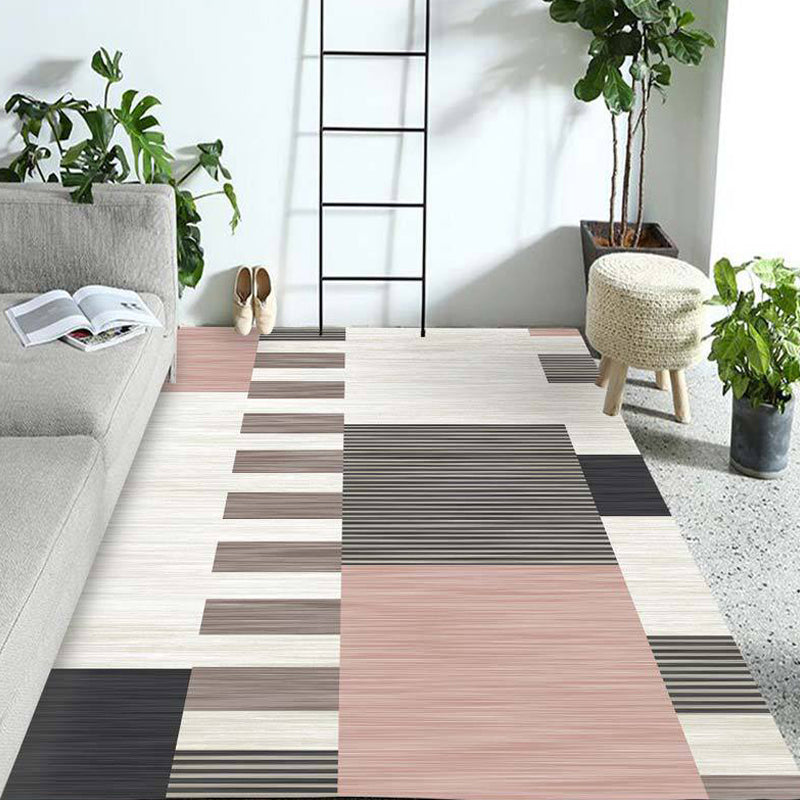 Multicolored geometric patterned rug Polyester rug Pet-friendly Washable Non-slip rug for the living room