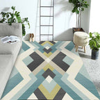 Multicolored geometric patterned rug Polyester rug Pet-friendly Washable Non-slip rug for the living room
