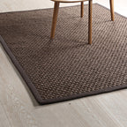Rustic Solid Color Rug Dark Brown Sisal Rug Non-slip Pet Friendly Washable Area Rug for Living Room