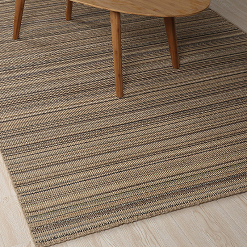 Brown Living Room Rug Landscape Striped Pattern Rug Jute Washable Anti-Slip Flooring Pet-Friendly Rug