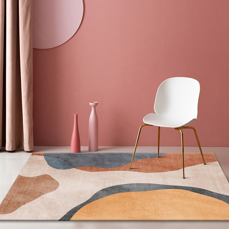 Multicolour Bedroom Rug Contemporary Color Block Rug Polyester Washable Non-slip Underlay Pet Friendly Rug