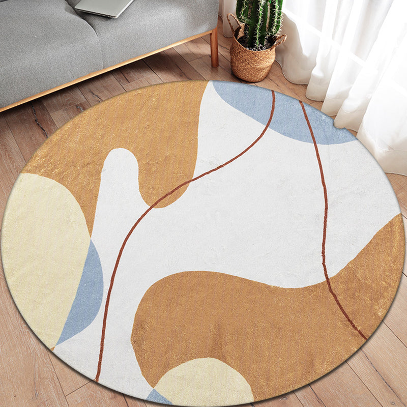 Modernist Color Block Carpet Brown Polyester Carpet Non-Slip Pet-Friendly Washable Area Rug for Living Room