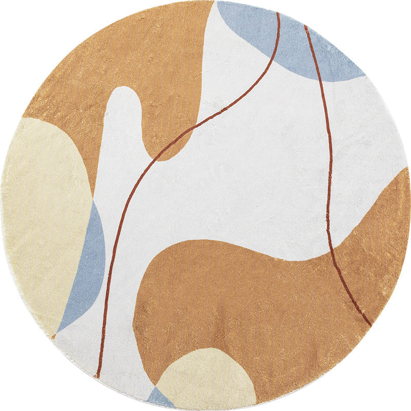 Modernist Color Block Carpet Brown Polyester Carpet Non-Slip Pet-Friendly Washable Area Rug for Living Room