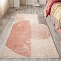 Creative Abstract Carpet Red and Pink Modernism Carpet Polyester Pet Friendly Washable Non-Slip Area Rug for Bedroom