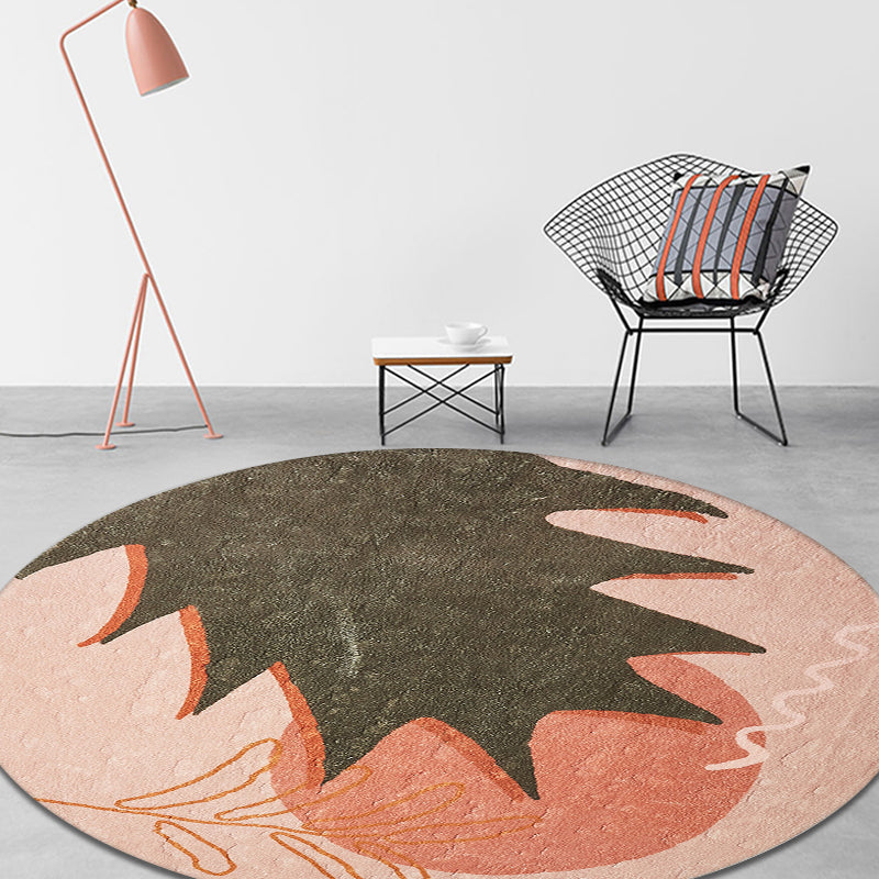 Red and Pink Abstract Carpet Polyester Modern Carpet Pet-Friendly Washable Non-Slip Carpet for the Living Room