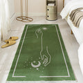 Green Bedroom Carpet Minimalist Abstract Carpet Polyester Washable Non-Slip Backing Pet Friendly Carpet