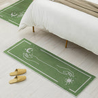 Green Bedroom Carpet Minimalist Abstract Carpet Polyester Washable Non-Slip Backing Pet Friendly Carpet