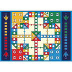 Blue Children's Room Carpet Kids Chessboard Pattern Carpet Polyester Washable Non-Slip Backing Pet-Friendly Carpet