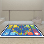 Blue Children's Room Carpet Kids Chessboard Pattern Carpet Polyester Washable Non-Slip Backing Pet-Friendly Carpet