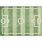 Creative Football Field Pattern Rug Green Kids Rug Polyester Pet Friendly Washable Non-slip Area Rug for Decoration