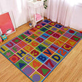 Multicolored Letter Pattern Rug Polyester Kids Rug Pet Friendly Washable Non-Slip Rug for the Bedroom
