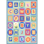 Multicolor Kids Rug Letter Pattern Rug Polyester Washable Non-Slip Bottom Pet-Friendly Rug