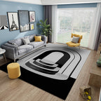 Multicolour Bedroom Rug Contemporary Color Block Rug Polyester Washable Non-slip Underlay Pet Friendly Rug