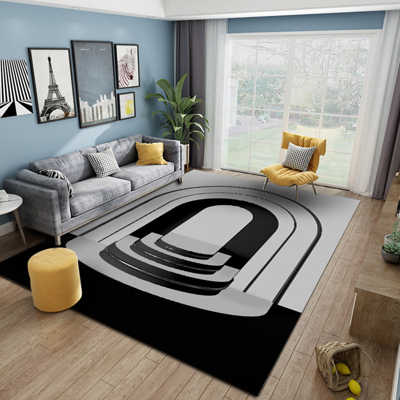 Multicolour Bedroom Rug Contemporary Color Block Rug Polyester Washable Non-slip Underlay Pet Friendly Rug