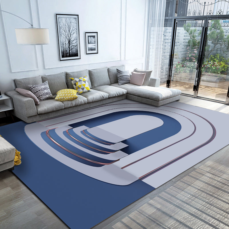 Multicolour Bedroom Rug Contemporary Color Block Rug Polyester Washable Non-slip Underlay Pet Friendly Rug