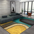 Multicolour Bedroom Rug Contemporary Color Block Rug Polyester Washable Non-slip Underlay Pet Friendly Rug