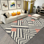 Novelty Geometric Pattern Rug with Stripes Multicolor Polyester Rug Non-Slip Pet Friendly Washable Rug for Living Room
