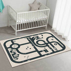 Stylish street pattern carpet with building Beige children's carpet Polyester pet-friendly washable non-slip carpet for decoration