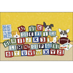 Yellow Letter Pattern Carpet with Dog Polyester Kids Carpet Pet Friendly Washable Anti-Slip Carpet for Bedroom