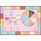Multicolor Kids Rug Kids Letter and Geometric Pattern Rug Polyester Washable Non-Slip Back Pet-Friendly Rug