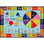 Multicolor Kids Rug Kids Letter and Geometric Pattern Rug Polyester Washable Non-Slip Back Pet-Friendly Rug