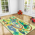 Children's Zoo Pattern Carpet with Animal Brown Polyester Carpet Non-slip Pet Friendly Washable Area Rug for Kids' Room