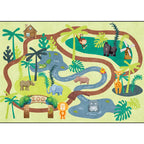 Children's Zoo Pattern Carpet with Animal Brown Polyester Carpet Non-slip Pet Friendly Washable Area Rug for Kids' Room