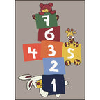 Stylish animal print rug with number beige and brown children's rug polyester pet-friendly washable non-slip area rug for decoration